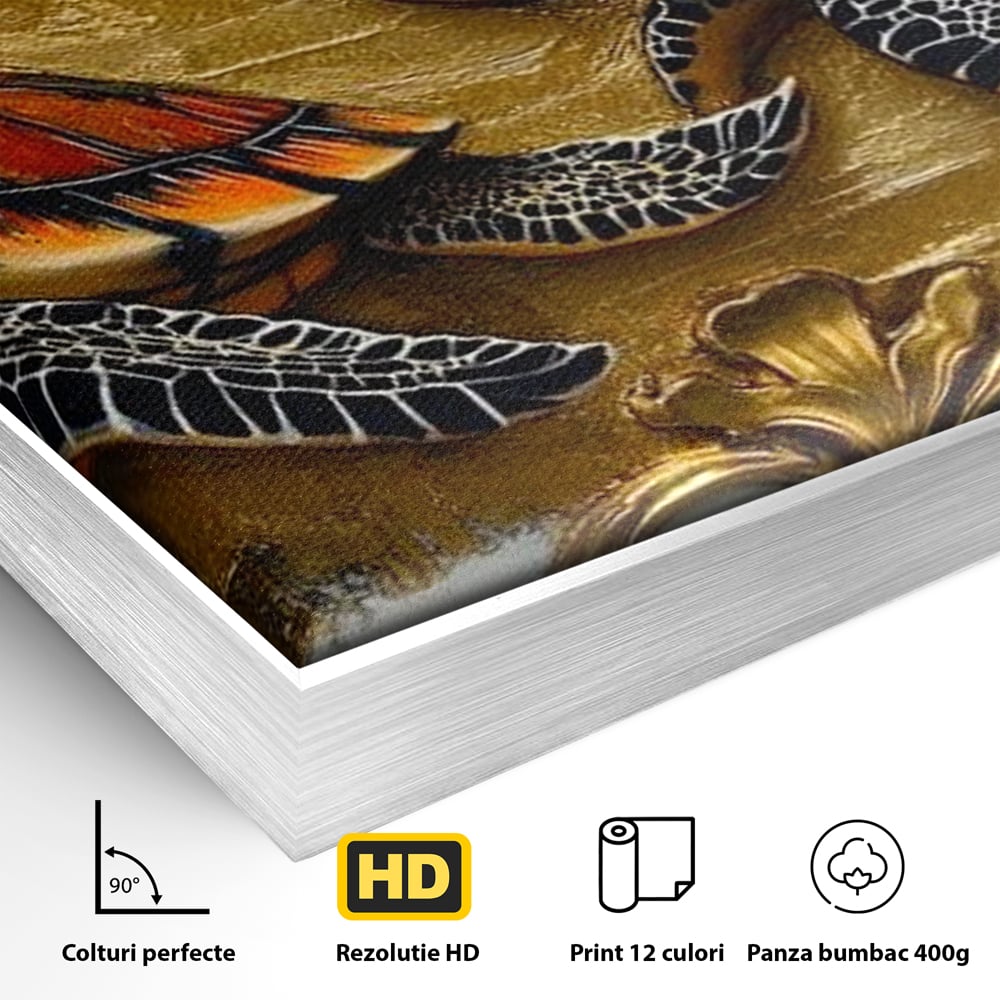 Tablou Canvas Premium, LuxCanva® M1426, Promisiunea Marii, Testoase, Pereche, Eleganta, Natura, Ornament, Regal, Cuplu, Ocean, Abstract, Pictura, Birou, Living, Camera Copil
