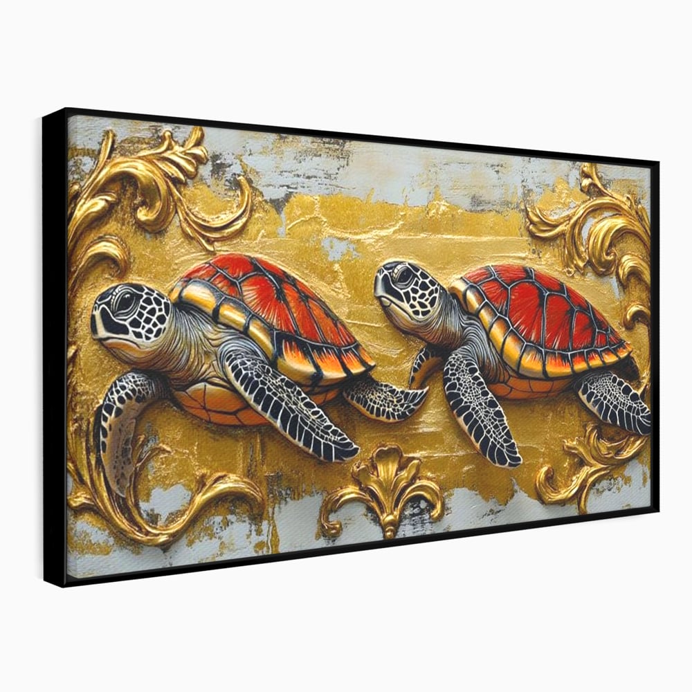 Tablou Canvas Premium, LuxCanva® M1426, Promisiunea Marii, Testoase, Pereche, Eleganta, Natura, Ornament, Regal, Cuplu, Ocean, Abstract, Pictura, Birou, Living, Camera Copil