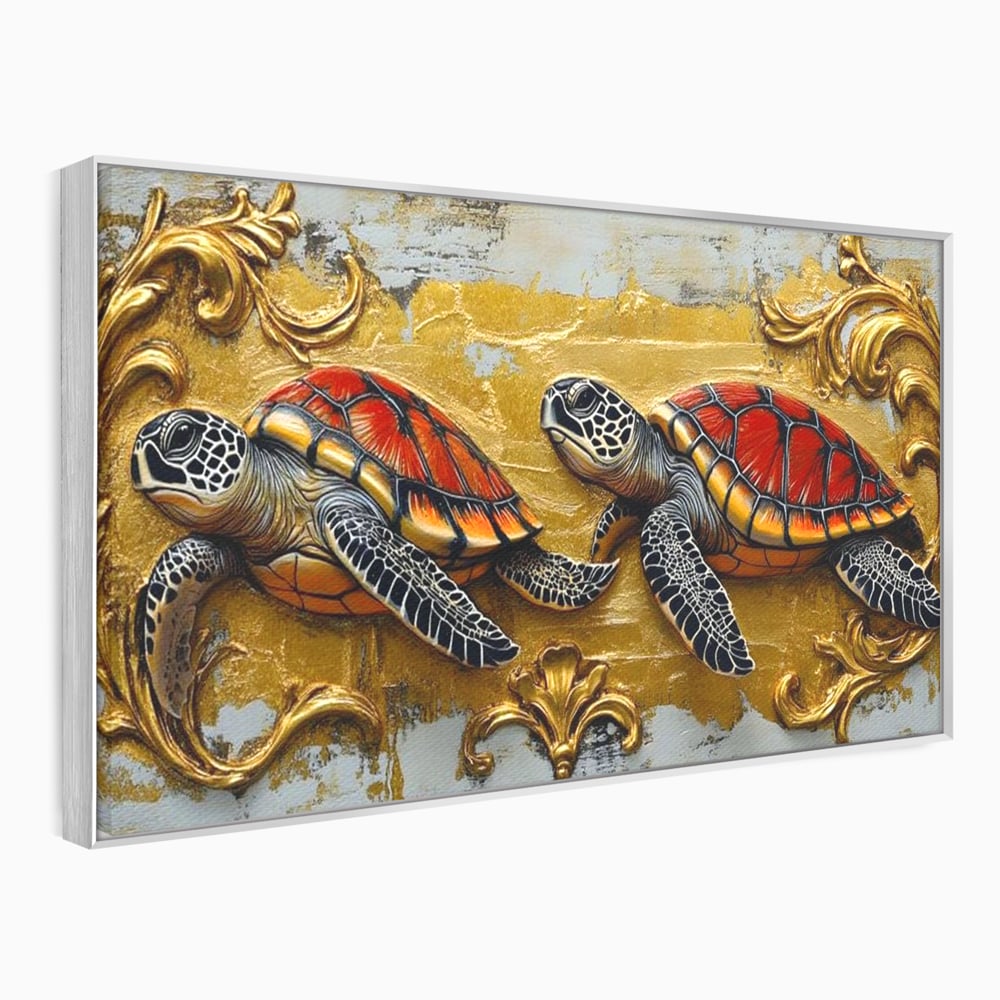 Tablou Canvas Premium, LuxCanva® M1426, Promisiunea Marii, Testoase, Pereche, Eleganta, Natura, Ornament, Regal, Cuplu, Ocean, Abstract, Pictura, Birou, Living, Camera Copil