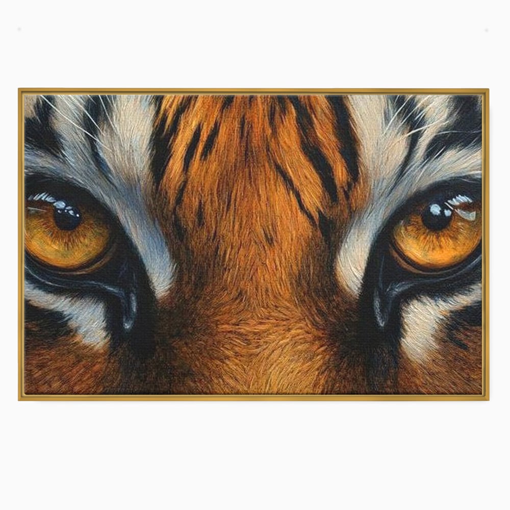 Leinwand Wandkunst Canvas Premium, LuxCanva® M1431, Verborgener Geist, Blick, Augen, Feuer, Geheimnis, Kraft, Instinkt, Bestie, Tiger, Tigerin, Feline, Dschungel, Exotisch, Büro, Wohnen, Kinderzimmer