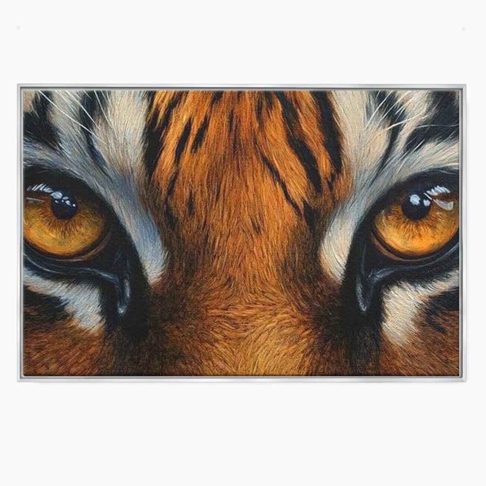 Leinwand Wandkunst Canvas Premium, LuxCanva® M1431, Verborgener Geist, Blick, Augen, Feuer, Geheimnis, Kraft, Instinkt, Bestie, Tiger, Tigerin, Feline, Dschungel, Exotisch, Büro, Wohnen, Kinderzimmer