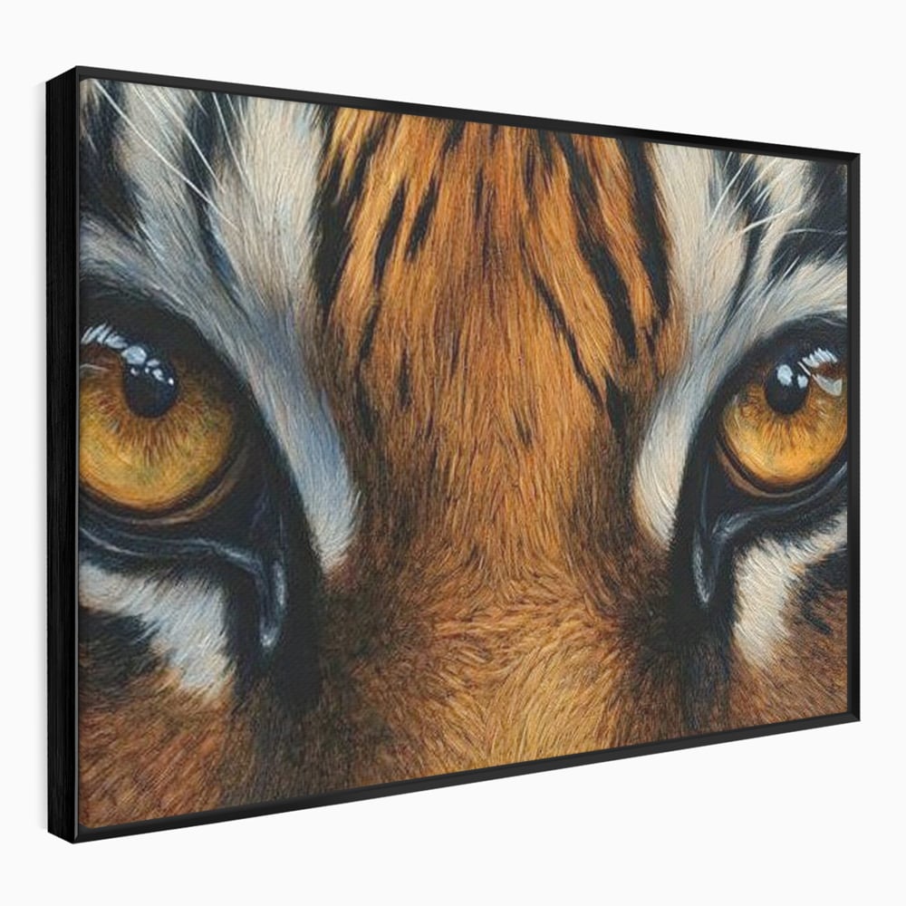 Leinwand Wandkunst Canvas Premium, LuxCanva® M1431, Verborgener Geist, Blick, Augen, Feuer, Geheimnis, Kraft, Instinkt, Bestie, Tiger, Tigerin, Feline, Dschungel, Exotisch, Büro, Wohnen, Kinderzimmer