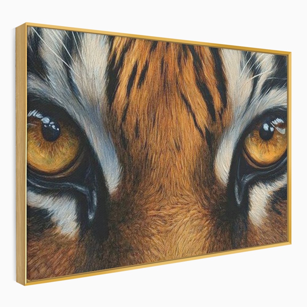 Leinwand Wandkunst Canvas Premium, LuxCanva® M1431, Verborgener Geist, Blick, Augen, Feuer, Geheimnis, Kraft, Instinkt, Bestie, Tiger, Tigerin, Feline, Dschungel, Exotisch, Büro, Wohnen, Kinderzimmer