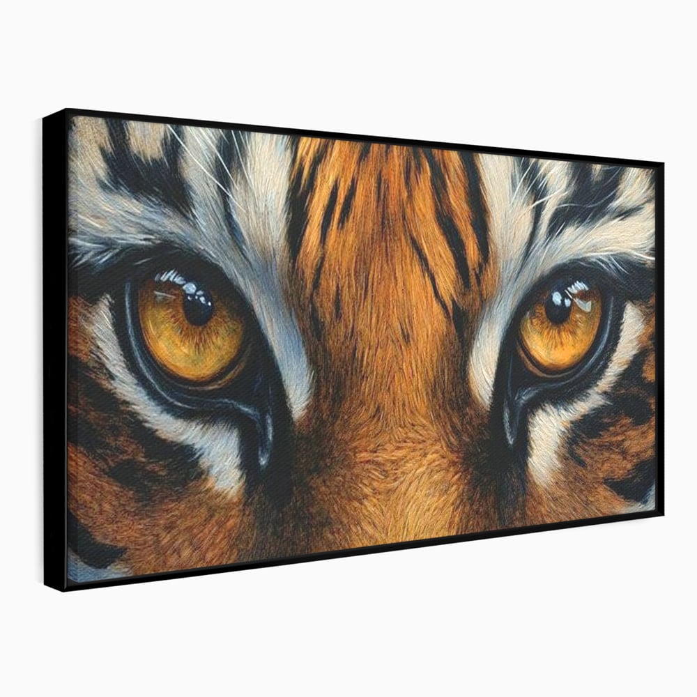 Leinwand Wandkunst Canvas Premium, LuxCanva® M1431, Verborgener Geist, Blick, Augen, Feuer, Geheimnis, Kraft, Instinkt, Bestie, Tiger, Tigerin, Feline, Dschungel, Exotisch, Büro, Wohnen, Kinderzimmer