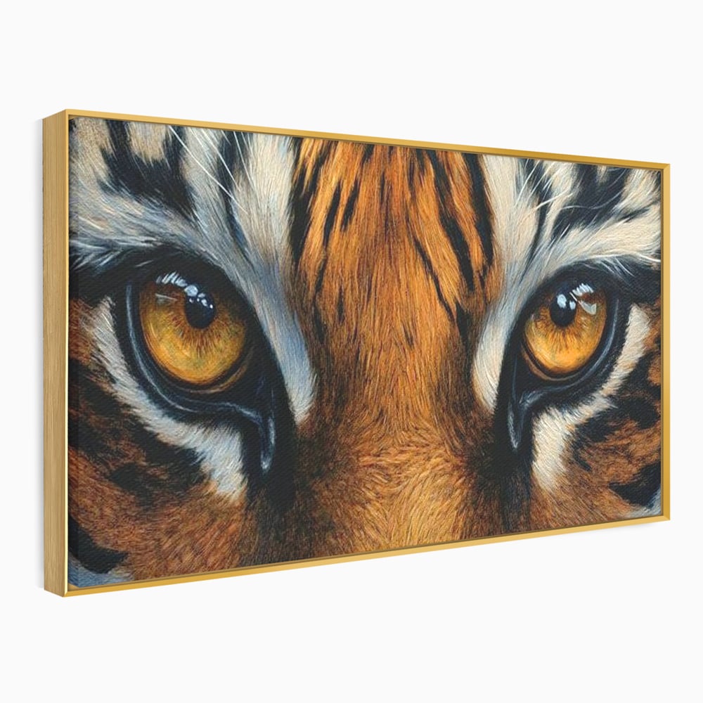 Leinwand Wandkunst Canvas Premium, LuxCanva® M1431, Verborgener Geist, Blick, Augen, Feuer, Geheimnis, Kraft, Instinkt, Bestie, Tiger, Tigerin, Feline, Dschungel, Exotisch, Büro, Wohnen, Kinderzimmer