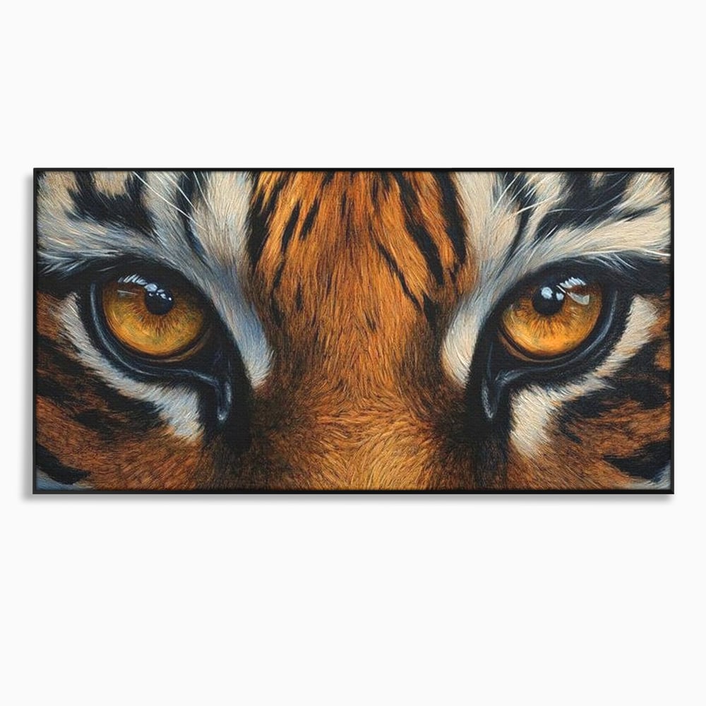 Leinwand Wandkunst Canvas Premium, LuxCanva® M1431, Verborgener Geist, Blick, Augen, Feuer, Geheimnis, Kraft, Instinkt, Bestie, Tiger, Tigerin, Feline, Dschungel, Exotisch, Büro, Wohnen, Kinderzimmer