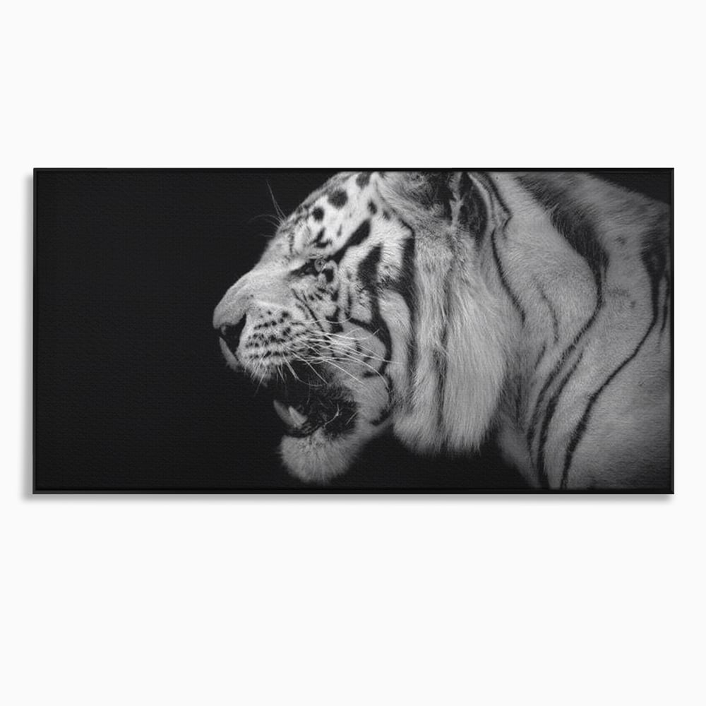 Leinwandbilder Premium, LuxCanva® M1432, Der Schattenjäger, Schwarz und Weiß, Tiger, Feline, Bestie, Tier, Exotisch, Wild, Profil, Streifen, Reißzähne, Büro, Wohnen, Kinderzimmer