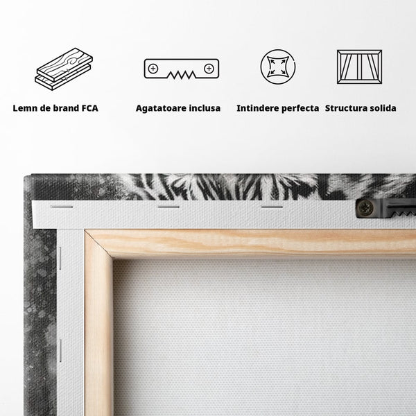 Leinwand Premium Leinwandbilder, LuxCanva® M1433, Schneetier, Monochrom, Gemälde, Portrait, Abstrakt, Tiger, Schwarz-Weiß, Schwarz-Weiß, Feline, Tier, Schatten, Stark, Edel, Büro, Wohnen, Kinderzimmer