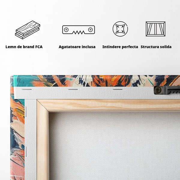 Leinwand Premium Canvas Wall Art, LuxCanva® M1435, Modern Pop Modern Tiger, Pastell, Lebendige Farben, Malerei, Farbe, Farbe, Malerei, Tiger, Feline, Dschungel, Pop Art, Abstrakt, Büro, Wohnen, Kinderzimmer
