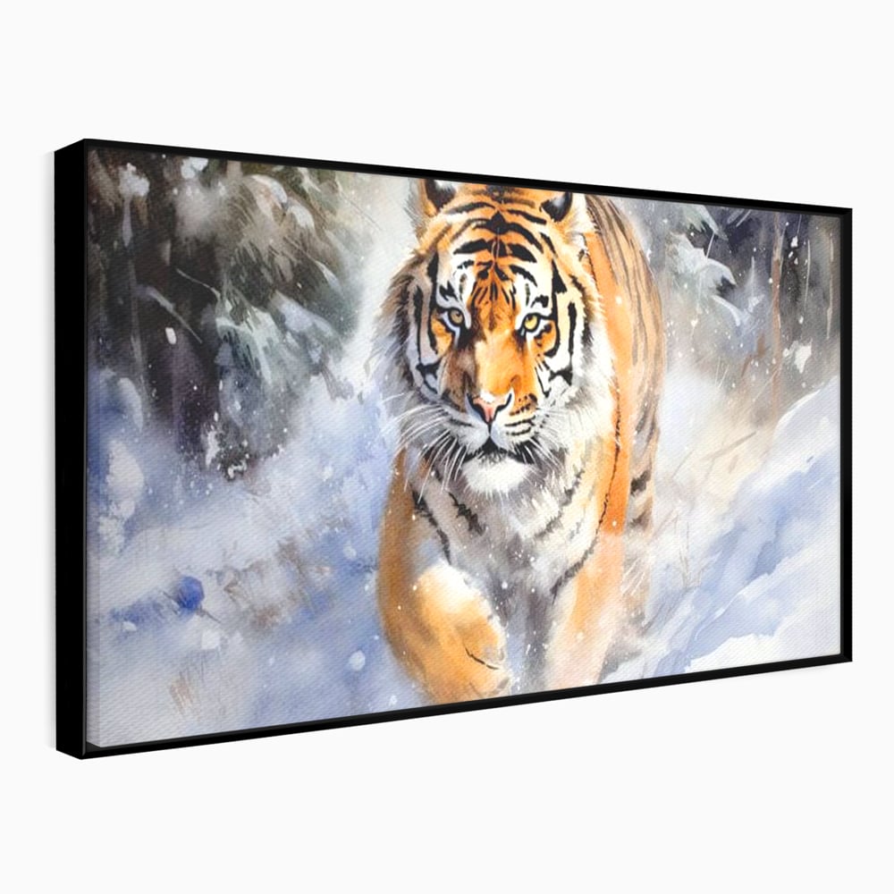 Tablou Canvas Premium, LuxCanva® M1436, Regele Furtunii de Zapada, Tigru, Iarna, Zapada, Viscol, Stanci, Salbaticie, Vanatoare, Arctic, Dinamic, Birou, Living, Camera Copil