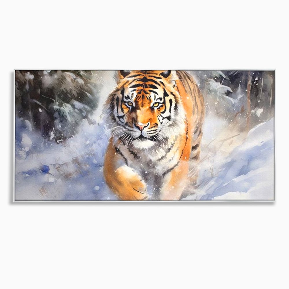 Tablou Canvas Premium, LuxCanva® M1436, Regele Furtunii de Zapada, Tigru, Iarna, Zapada, Viscol, Stanci, Salbaticie, Vanatoare, Arctic, Dinamic, Birou, Living, Camera Copil