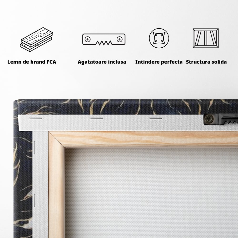 Tablou Canvas Premium, LuxCanva® M1438, Blestem Oriental, Tigru, Abstract, Marmura, Auriu, Colti, Furie, Dragon, Zeu, Legenda, Mit, Bestie, Birou, Living, Camera Copil