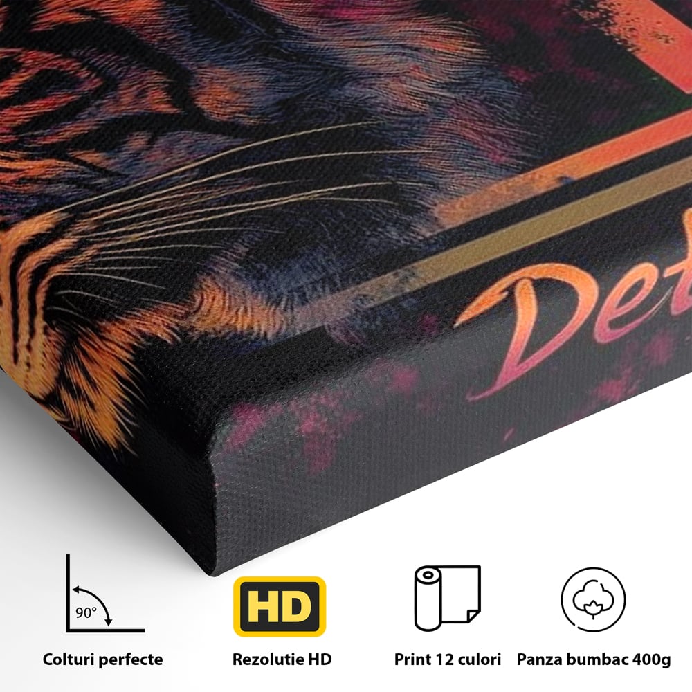 Tablou Canvas Premium, LuxCanva® M1439, Tigrul Metropolei, Arta Moderna, Urban, Oras, Neon, Funky, Tigru, Profil, Felina, Noapte, Birou, Living, Camera Copil
