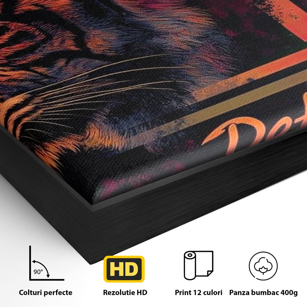 Tablou Canvas Premium, LuxCanva® M1439, Tigrul Metropolei, Arta Moderna, Urban, Oras, Neon, Funky, Tigru, Profil, Felina, Noapte, Birou, Living, Camera Copil