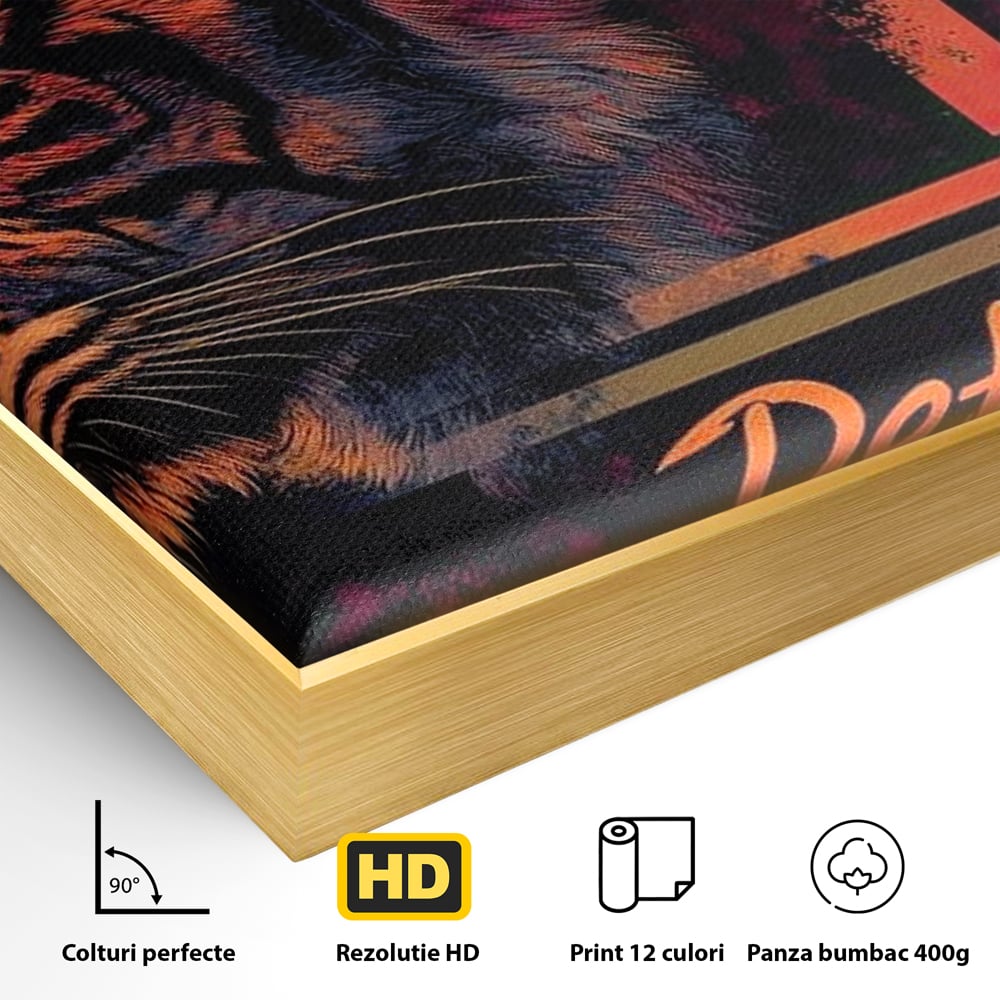 Tablou Canvas Premium, LuxCanva® M1439, Tigrul Metropolei, Arta Moderna, Urban, Oras, Neon, Funky, Tigru, Profil, Felina, Noapte, Birou, Living, Camera Copil
