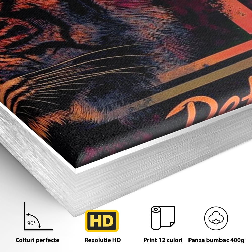 Tablou Canvas Premium, LuxCanva® M1439, Tigrul Metropolei, Arta Moderna, Urban, Oras, Neon, Funky, Tigru, Profil, Felina, Noapte, Birou, Living, Camera Copil