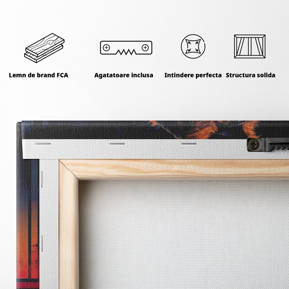 Tablou Canvas Premium, LuxCanva® M1439, Tigrul Metropolei, Arta Moderna, Urban, Oras, Neon, Funky, Tigru, Profil, Felina, Noapte, Birou, Living, Camera Copil