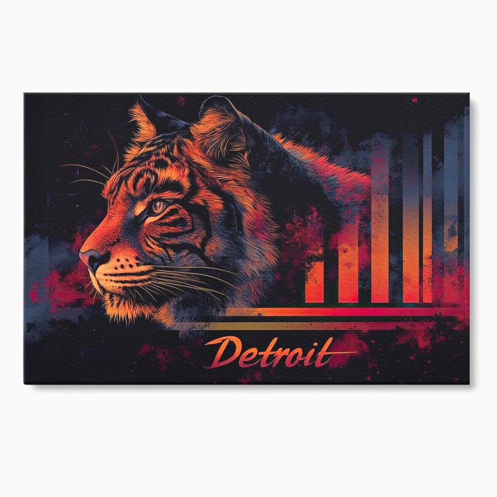 Tablou Canvas Premium, LuxCanva® M1439, Tigrul Metropolei, Arta Moderna, Urban, Oras, Neon, Funky, Tigru, Profil, Felina, Noapte, Birou, Living, Camera Copil