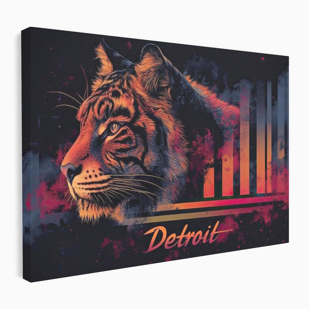 Tablou Canvas Premium, LuxCanva® M1439, Tigrul Metropolei, Arta Moderna, Urban, Oras, Neon, Funky, Tigru, Profil, Felina, Noapte, Birou, Living, Camera Copil
