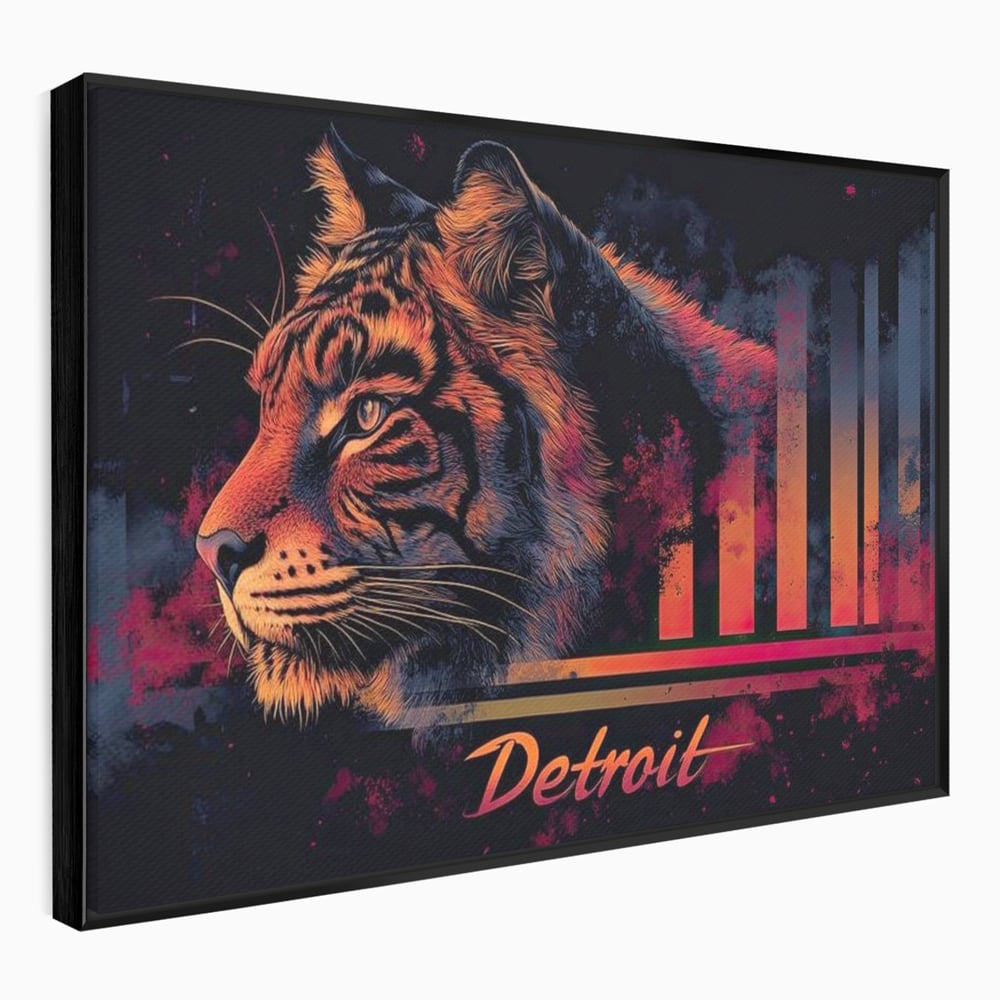 Tablou Canvas Premium, LuxCanva® M1439, Tigrul Metropolei, Arta Moderna, Urban, Oras, Neon, Funky, Tigru, Profil, Felina, Noapte, Birou, Living, Camera Copil