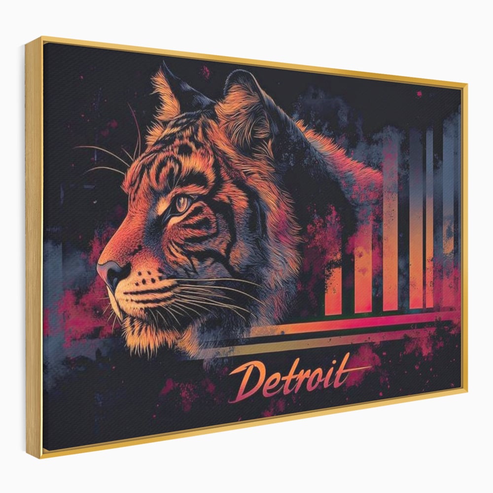 Tablou Canvas Premium, LuxCanva® M1439, Tigrul Metropolei, Arta Moderna, Urban, Oras, Neon, Funky, Tigru, Profil, Felina, Noapte, Birou, Living, Camera Copil