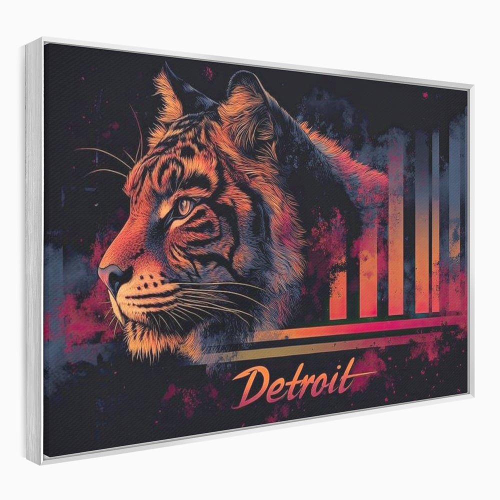 Tablou Canvas Premium, LuxCanva® M1439, Tigrul Metropolei, Arta Moderna, Urban, Oras, Neon, Funky, Tigru, Profil, Felina, Noapte, Birou, Living, Camera Copil