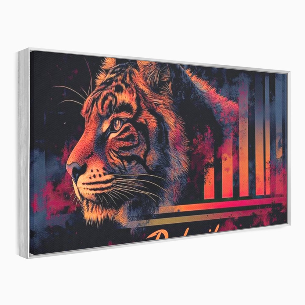 Tablou Canvas Premium, LuxCanva® M1439, Tigrul Metropolei, Arta Moderna, Urban, Oras, Neon, Funky, Tigru, Profil, Felina, Noapte, Birou, Living, Camera Copil