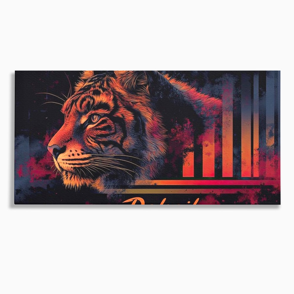 Tablou Canvas Premium, LuxCanva® M1439, Tigrul Metropolei, Arta Moderna, Urban, Oras, Neon, Funky, Tigru, Profil, Felina, Noapte, Birou, Living, Camera Copil