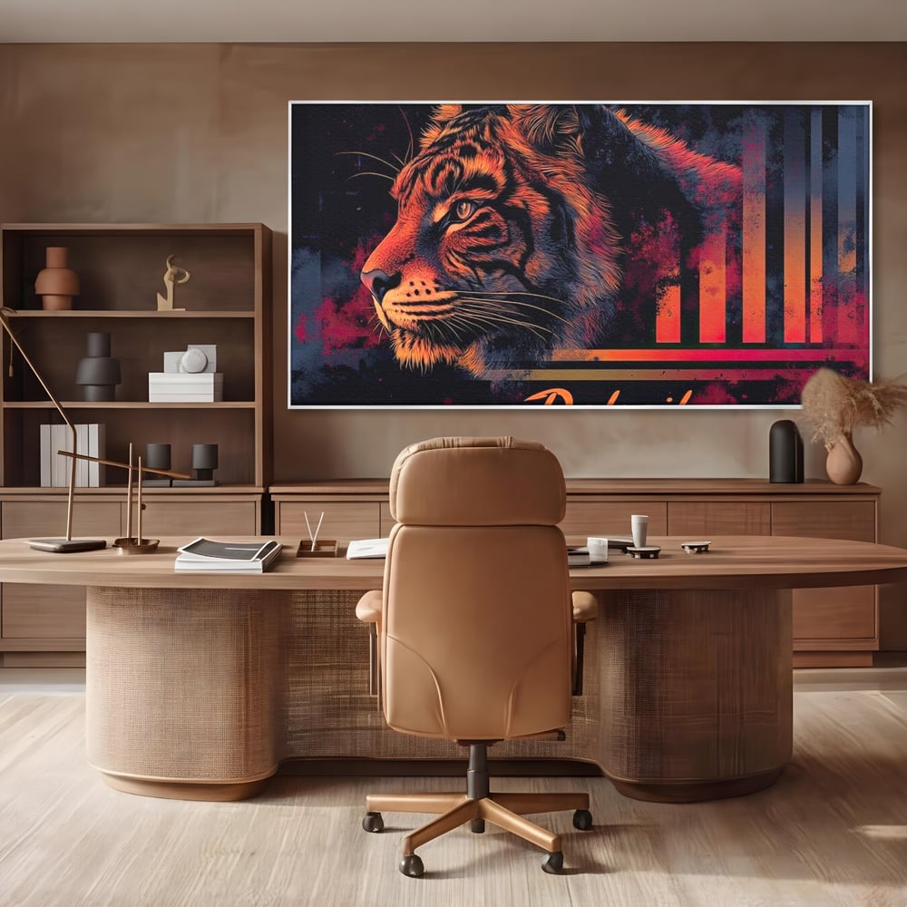 Tablou Canvas Premium, LuxCanva® M1439, Tigrul Metropolei, Arta Moderna, Urban, Oras, Neon, Funky, Tigru, Profil, Felina, Noapte, Birou, Living, Camera Copil