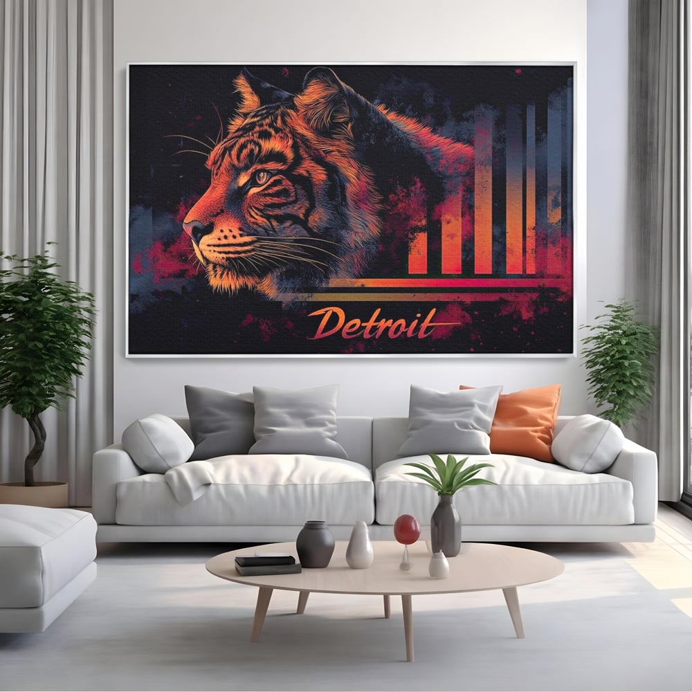Tablou Canvas Premium, LuxCanva® M1439, Tigrul Metropolei, Arta Moderna, Urban, Oras, Neon, Funky, Tigru, Profil, Felina, Noapte, Birou, Living, Camera Copil
