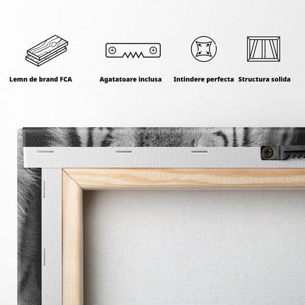Tablou Canvas Premium, LuxCanva® M1442, Suflet Inghetat, Apa, Miscare, Tigru, Alb, Ochi, Safir, Privire, Natura, Jungla, Felina, Eleganta, Sublim, Birou, Living, Camera Copil