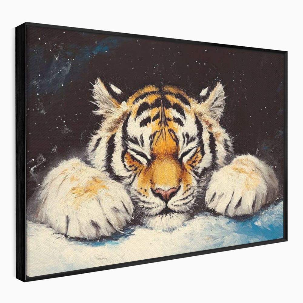 Tablou Canvas Premium, LuxCanva® M1443, Vise sub Stele, Tigru, Felina, Gheare, Somn, Relaxare, Pictura, Vis, Noapte, Blanos, Linistit, Birou, Living, Camera Copil