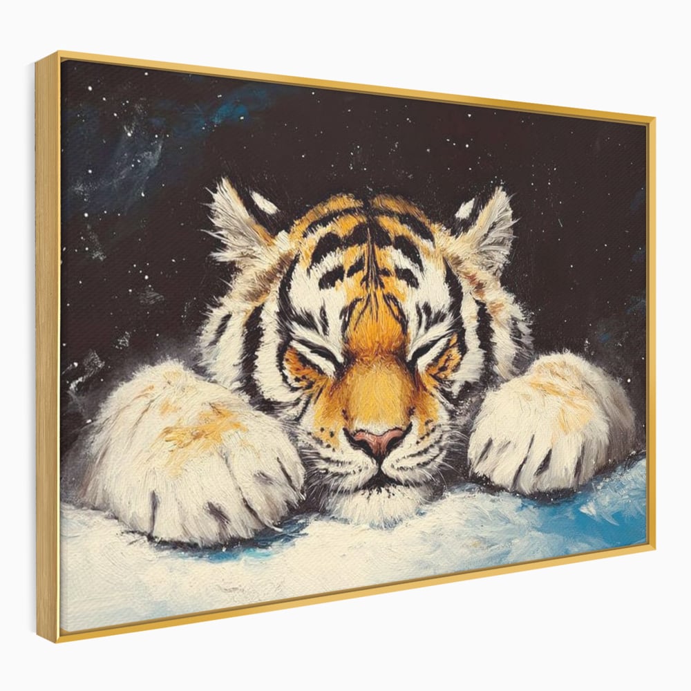 Tablou Canvas Premium, LuxCanva® M1443, Vise sub Stele, Tigru, Felina, Gheare, Somn, Relaxare, Pictura, Vis, Noapte, Blanos, Linistit, Birou, Living, Camera Copil