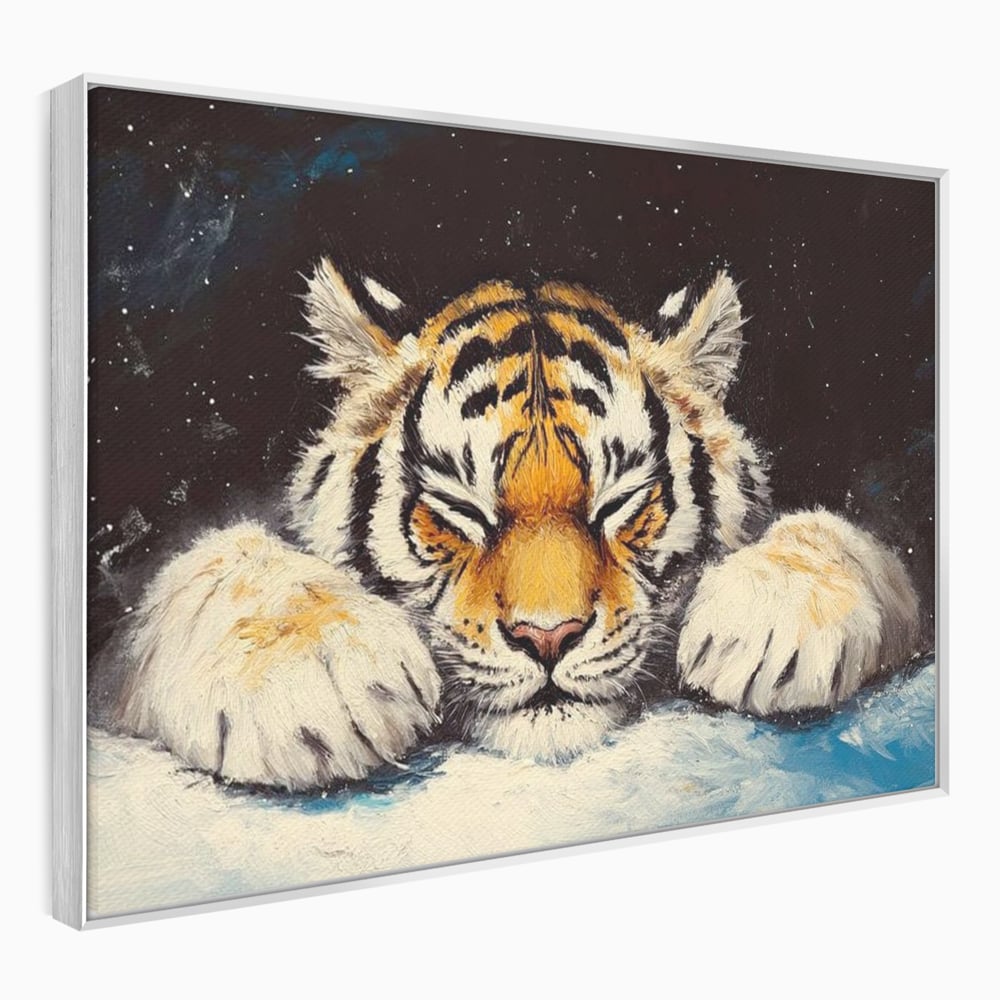Tablou Canvas Premium, LuxCanva® M1443, Vise sub Stele, Tigru, Felina, Gheare, Somn, Relaxare, Pictura, Vis, Noapte, Blanos, Linistit, Birou, Living, Camera Copil