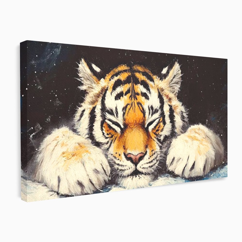 Tablou Canvas Premium, LuxCanva® M1443, Vise sub Stele, Tigru, Felina, Gheare, Somn, Relaxare, Pictura, Vis, Noapte, Blanos, Linistit, Birou, Living, Camera Copil