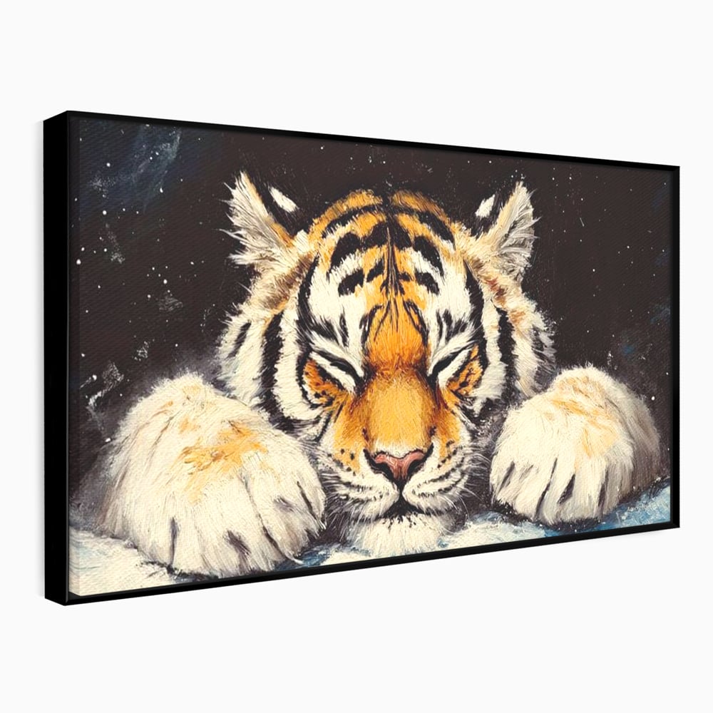 Tablou Canvas Premium, LuxCanva® M1443, Vise sub Stele, Tigru, Felina, Gheare, Somn, Relaxare, Pictura, Vis, Noapte, Blanos, Linistit, Birou, Living, Camera Copil