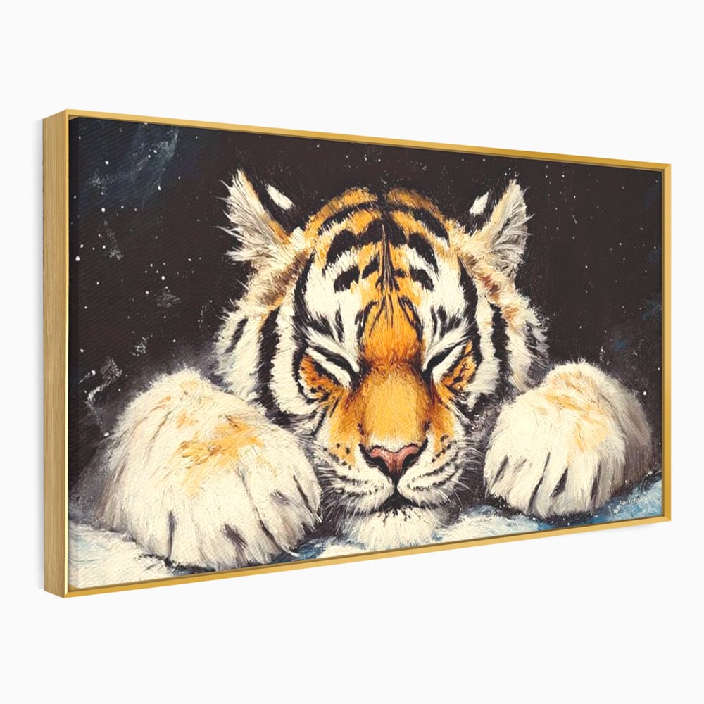 Tablou Canvas Premium, LuxCanva® M1443, Vise sub Stele, Tigru, Felina, Gheare, Somn, Relaxare, Pictura, Vis, Noapte, Blanos, Linistit, Birou, Living, Camera Copil