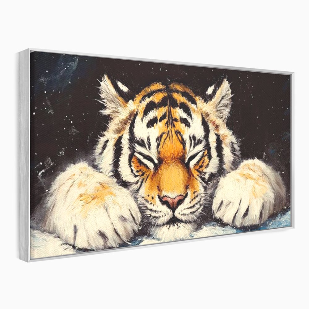 Tablou Canvas Premium, LuxCanva® M1443, Vise sub Stele, Tigru, Felina, Gheare, Somn, Relaxare, Pictura, Vis, Noapte, Blanos, Linistit, Birou, Living, Camera Copil