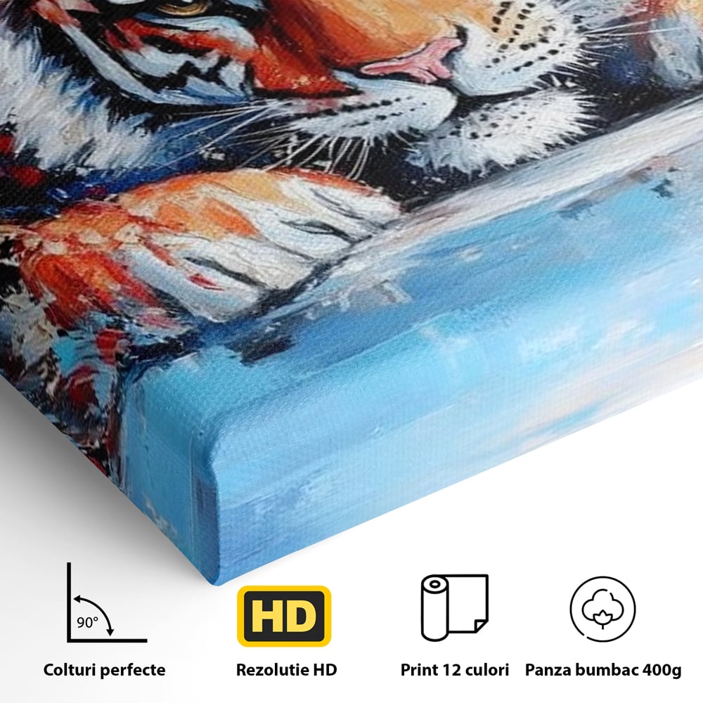 Tablou Canvas Premium, LuxCanva® M1446, Putere si Inocenta, Animal, Salbatic, Tigru, Privire, Exotic, Blanos, Jungla, Felina, Birou, Living, Camera Copil