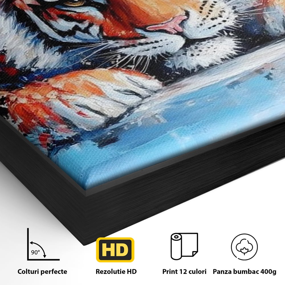 Tablou Canvas Premium, LuxCanva® M1446, Putere si Inocenta, Animal, Salbatic, Tigru, Privire, Exotic, Blanos, Jungla, Felina, Birou, Living, Camera Copil