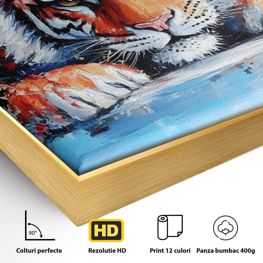 Tablou Canvas Premium, LuxCanva® M1446, Putere si Inocenta, Animal, Salbatic, Tigru, Privire, Exotic, Blanos, Jungla, Felina, Birou, Living, Camera Copil