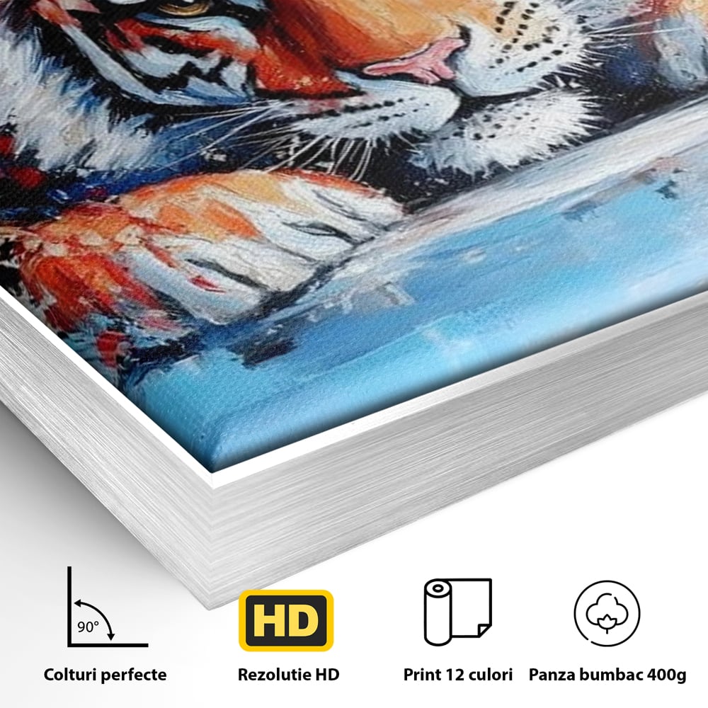 Tablou Canvas Premium, LuxCanva® M1446, Putere si Inocenta, Animal, Salbatic, Tigru, Privire, Exotic, Blanos, Jungla, Felina, Birou, Living, Camera Copil
