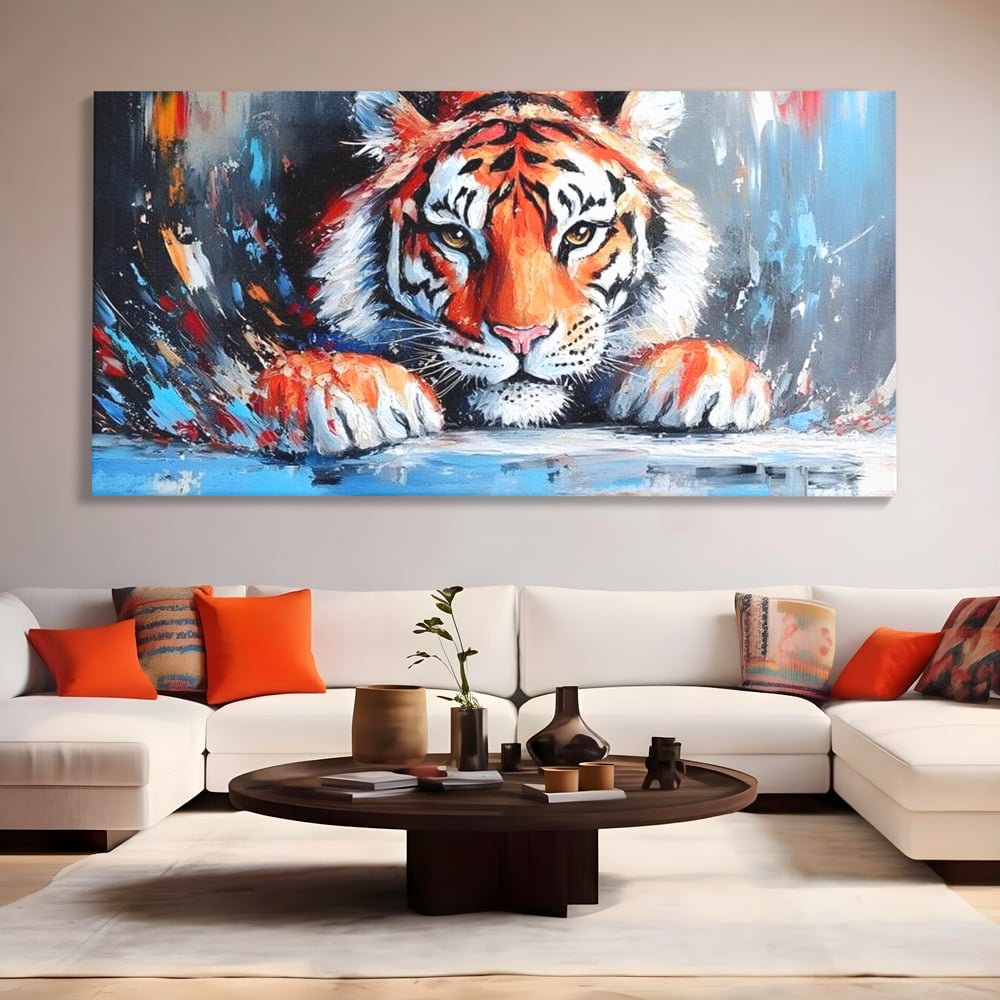 Tablou Canvas Premium, LuxCanva® M1446, Putere si Inocenta, Animal, Salbatic, Tigru, Privire, Exotic, Blanos, Jungla, Felina, Birou, Living, Camera Copil