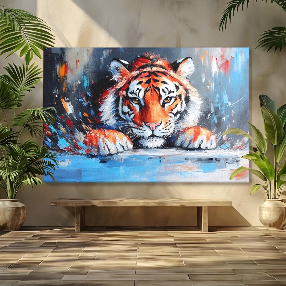Tablou Canvas Premium, LuxCanva® M1446, Putere si Inocenta, Animal, Salbatic, Tigru, Privire, Exotic, Blanos, Jungla, Felina, Birou, Living, Camera Copil