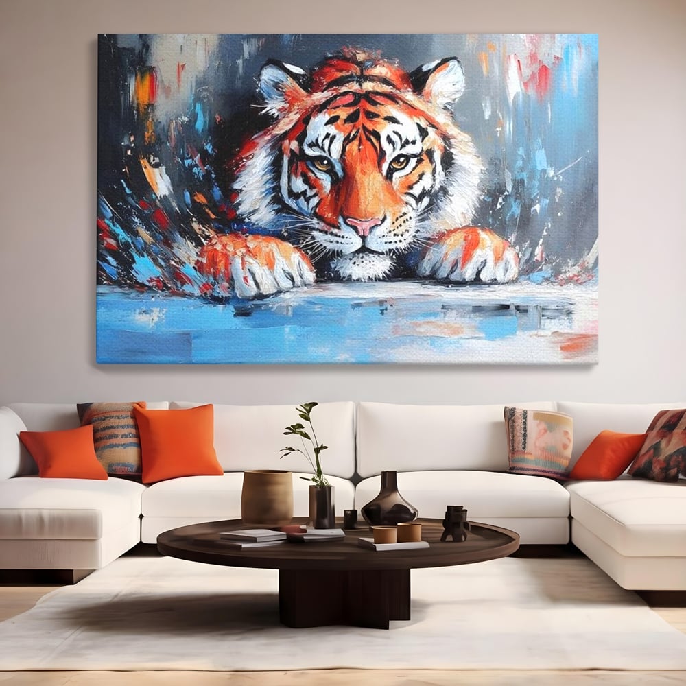 Tablou Canvas Premium, LuxCanva® M1446, Putere si Inocenta, Animal, Salbatic, Tigru, Privire, Exotic, Blanos, Jungla, Felina, Birou, Living, Camera Copil