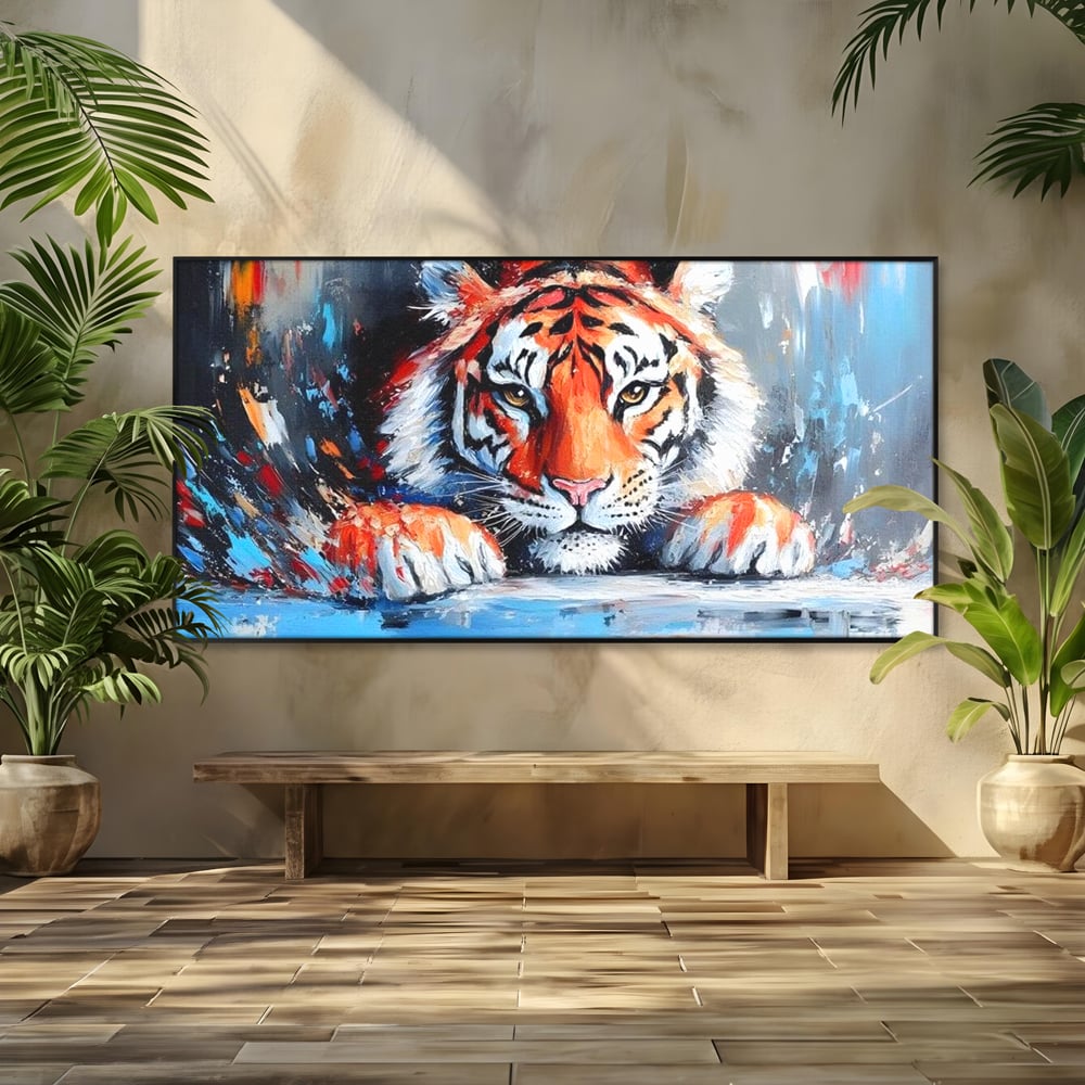 Tablou Canvas Premium, LuxCanva® M1446, Putere si Inocenta, Animal, Salbatic, Tigru, Privire, Exotic, Blanos, Jungla, Felina, Birou, Living, Camera Copil