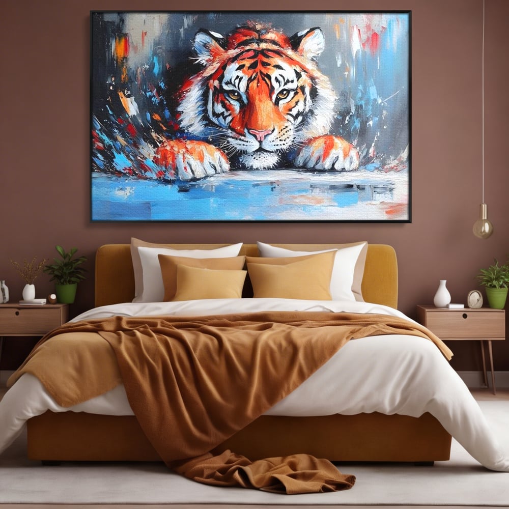 Tablou Canvas Premium, LuxCanva® M1446, Putere si Inocenta, Animal, Salbatic, Tigru, Privire, Exotic, Blanos, Jungla, Felina, Birou, Living, Camera Copil