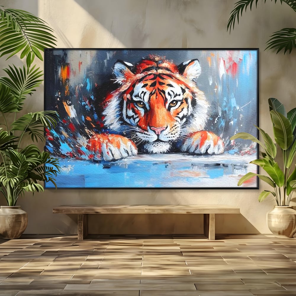 Tablou Canvas Premium, LuxCanva® M1446, Putere si Inocenta, Animal, Salbatic, Tigru, Privire, Exotic, Blanos, Jungla, Felina, Birou, Living, Camera Copil