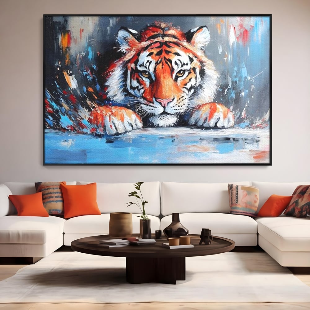 Tablou Canvas Premium, LuxCanva® M1446, Putere si Inocenta, Animal, Salbatic, Tigru, Privire, Exotic, Blanos, Jungla, Felina, Birou, Living, Camera Copil
