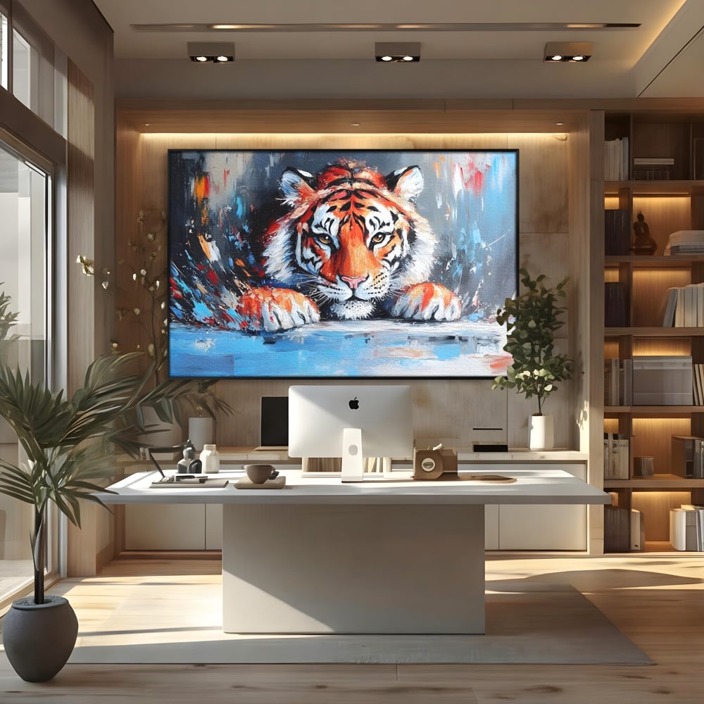 Tablou Canvas Premium, LuxCanva® M1446, Putere si Inocenta, Animal, Salbatic, Tigru, Privire, Exotic, Blanos, Jungla, Felina, Birou, Living, Camera Copil